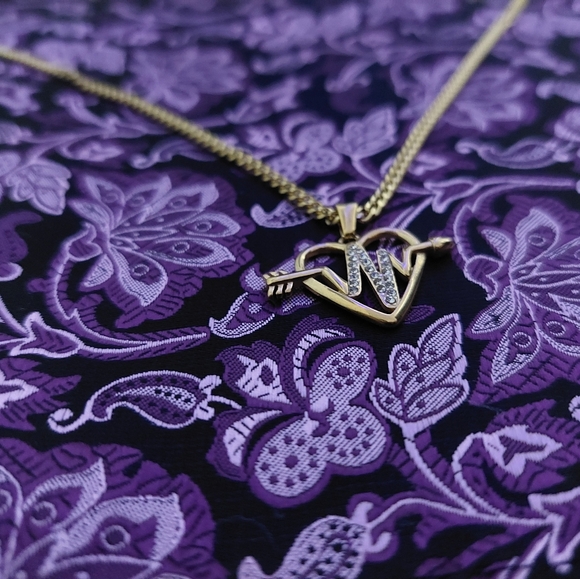 18K Gold Plated Heart❤️ With Pulse and Arrow With 18K Plated Miami Cuban Link - Picture 6 of 7